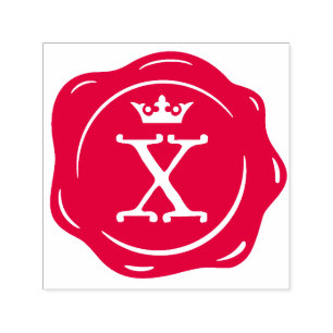 Carimbo Auto Entintado X - Letra inicial da coroa gótico antiga do selo