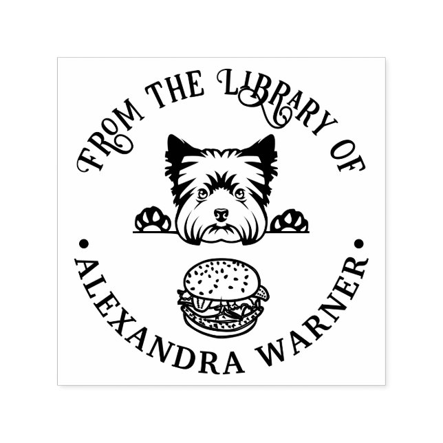 Carimbo Auto Entintado Yorkshire Terrier Eying Burger Book (Design)