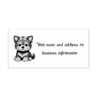 Carimbo Auto Entintado Yorkshire Terrier fofa com um laço
