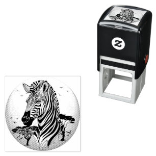 Carimbo Auto Entintado Zebra African Savanna Wild Animal