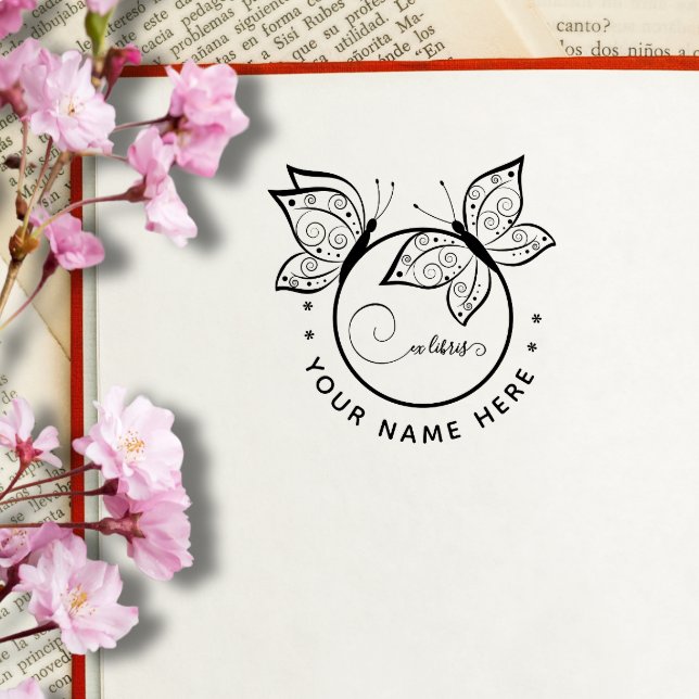 Carimbo circular de borboleta ex libris (Criador carregado)