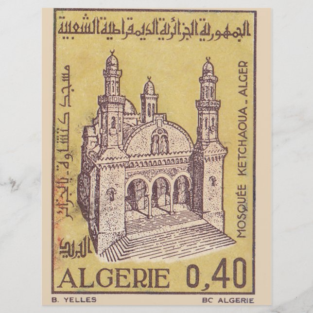 Carimbo de Algerie com a mesquita Ketchaoua (Frente)
