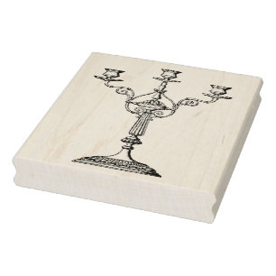 Carimbo de Arte da Borracha Candelabra Vintage