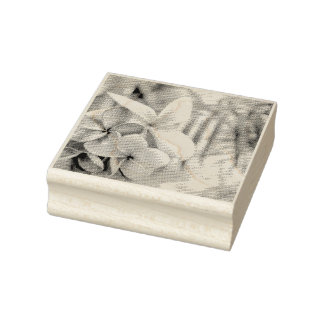 Carimbo de Arte da Madeira Rosa e flor branca do H