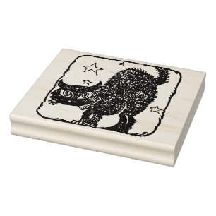 Carimbo de arte da silhueta de gato preto