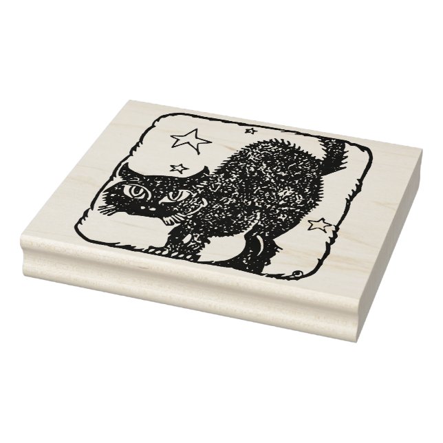 Carimbo de arte da silhueta de gato preto (Carimbo)