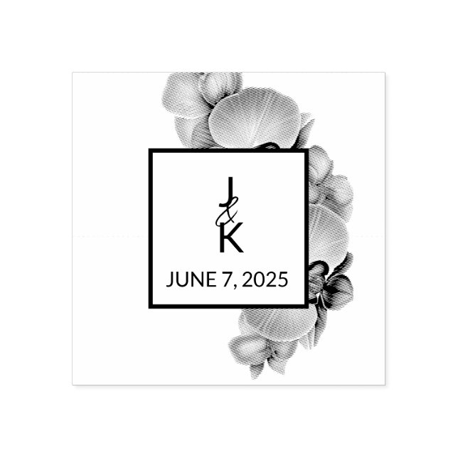 Carimbo de Arte de Madeira Monograma de Casamento (Impressão)