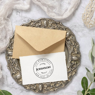 Carimbo de Autocolagem do Endereço Redondo Clássic