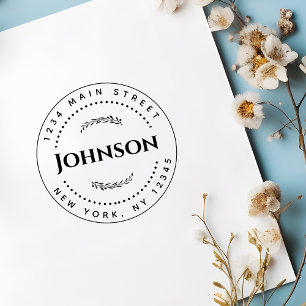 Carimbo de Autocolagem do Endereço Redondo Clássic