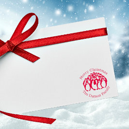 Carimbo De Autocolante Da Família Pinguim Feliz De