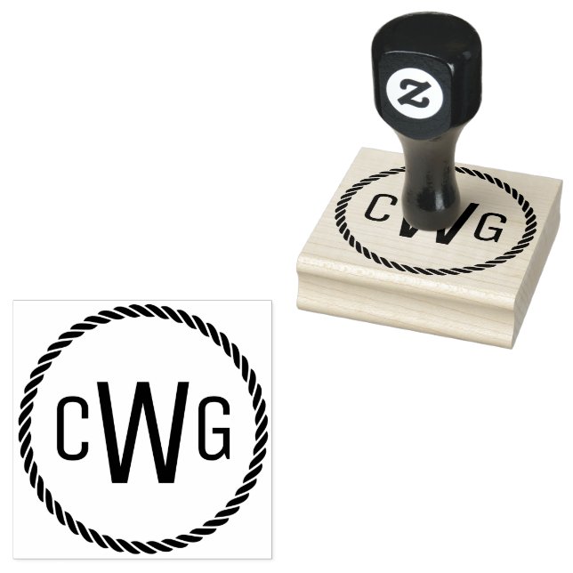 Carimbo De Borracha 3 Letra Inicial Monograma #1 Roda (Carimbado)