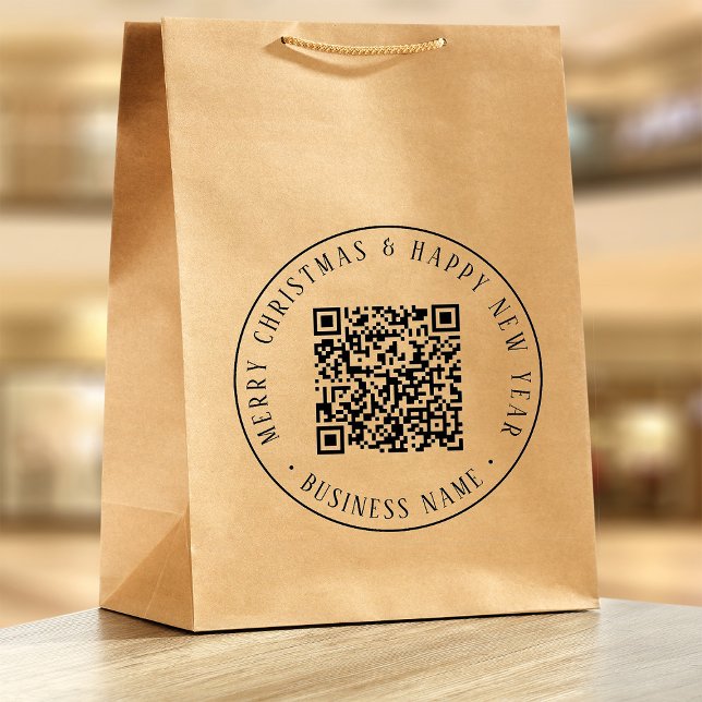 Carimbo De Borracha 4X5 Business QR Code Christmas Holiday Round (Criador carregado)