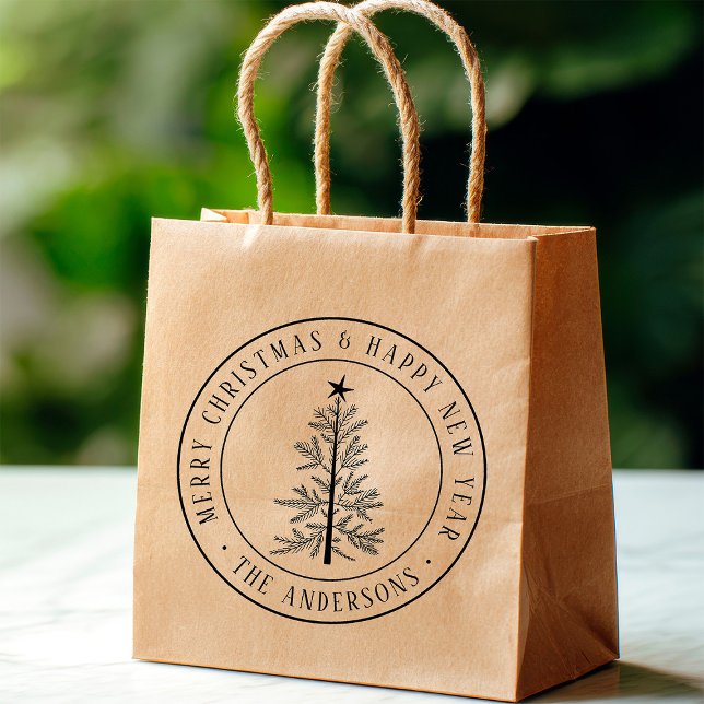 Carimbo De Borracha 4X5 Merry Christmas & Happy New Year Round (Criador carregado)