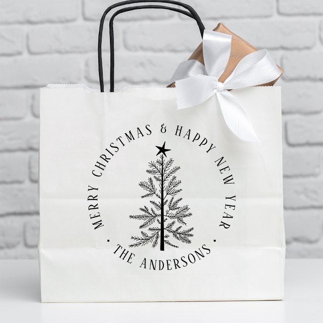 Carimbo De Borracha 4X5 Merry Christmas & Happy New Year Simple (Criador carregado)