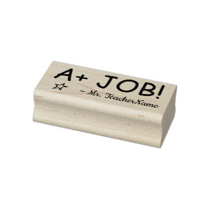 Carimbo De Borracha "A+ JOB!" + Nome Personalizado do Professor Carimb