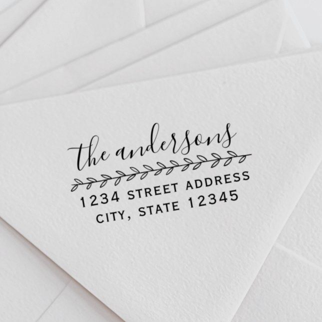 Carimbo De Borracha A mão desenhada deixa o nome da família endereço d (Criador carregado)