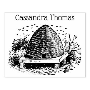 Carimbo De Borracha Abelhas do vintage e colmeia heráldicas #1 da