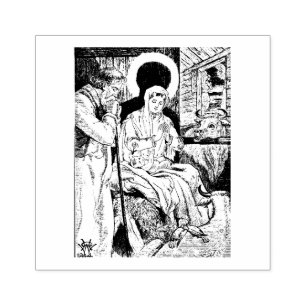 Carimbo De Borracha Abençoada Virgem Maria Rua Jesus. Joseph Natal