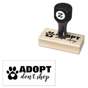Carimbo De Borracha Adopt não compra o salvamento 1,5" do animal de