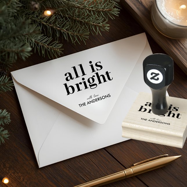 Carimbo De Borracha All Is Bright Personalized Christmas (Criador carregado)