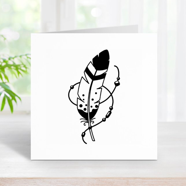 Carimbo De Borracha Amuleto de Boho Tribal do Feather Miçanga (Criador carregado)