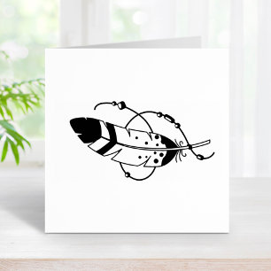 Carimbo De Borracha Amuleto de Boho Tribal do Feather Miçanga