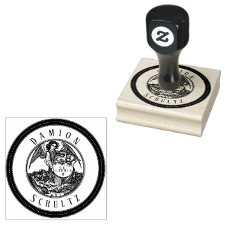 Carimbo De Borracha Angel Vintage Scroll Ex Libris Nome Borracha