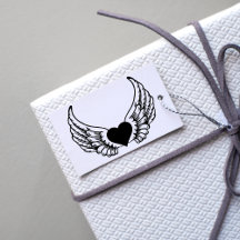 Angel Wings Heart Wood Stamp