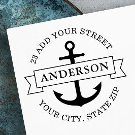 Carimbo De Borracha Ângulo Elegante e endereço de retorno náutico do b