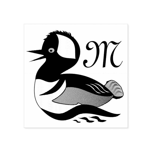 Carimbo De Borracha Animação de Nadação de Pato de Merganser Hooded Ad (Impressão)