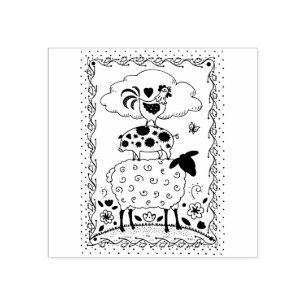 Carimbo De Borracha ANIMAIS DE EXPLORAÇÃO DE ARTE FOLK OEEP ROOSTER Pr