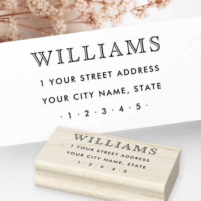 Carimbo De Borracha Apelido da família elegante endereço de retorno (Elegant family name surname return address rubber stamp)