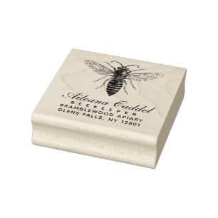 Carimbo De Borracha Apiary 1800s Queen Bee Endereço