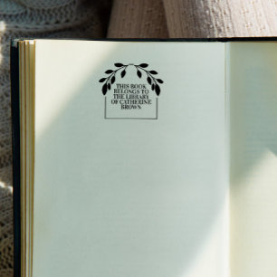 Carimbo De Borracha Arca Verde Elegante Este Livro Pertence A