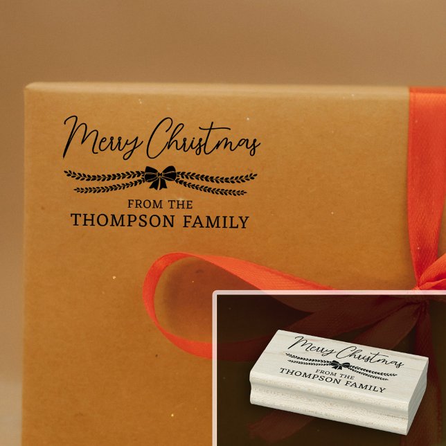 Carimbo De Borracha Arco e Garland Feliz Presente de Natal Da Família (Criador carregado)