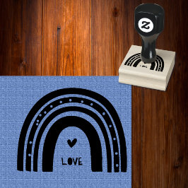 Carimbo De Borracha Arco-Íris Moderno Boho com Pequeno Ênfase Cardíaca