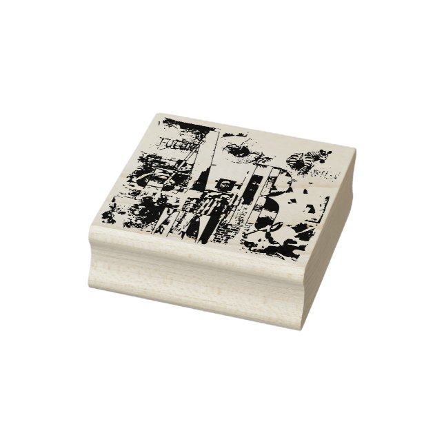 Carimbo De Borracha ART COLLAGE preto & branco + suas ideias (Carimbo)