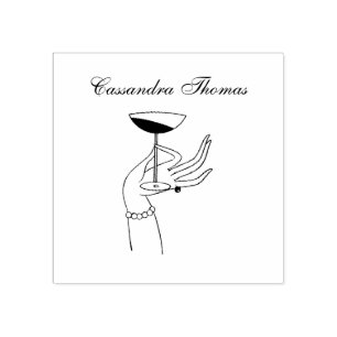 Carimbo De Borracha Art Deco Lady segurando vidro de champanhe