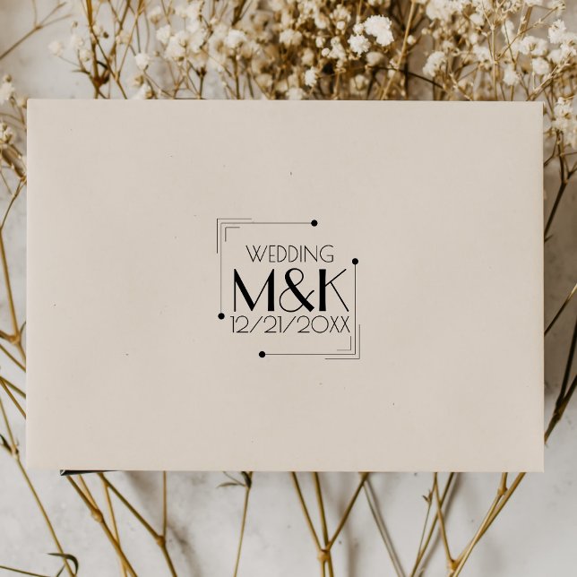 Carimbo De Borracha Art Deco Monograma 1920 Borracha de Casamento (Criador carregado)