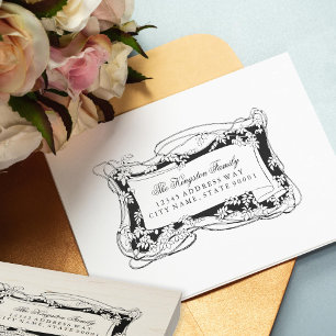 Carimbo De Borracha Art Nouveau Leafy Vines Rótulo de Endereço