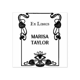 Carimbo De Borracha Art nouveau lily frame ex libris