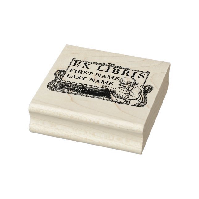 Carimbo De Borracha Art Nouveau Menina Lendo Livro Ex Libris Modelo (Carimbo)