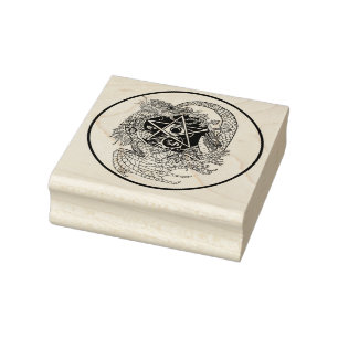 Carimbo De Borracha Art Nouveau Pentacle Dragon