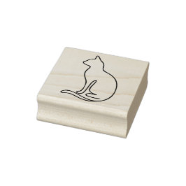 Carimbo De Borracha Arte Minimalista de Gato em Linhas – Silhueta com 