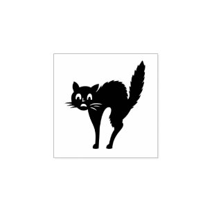 Carimbo De Borracha Artesanato De Arte Preto Assustado De Gato De Hall