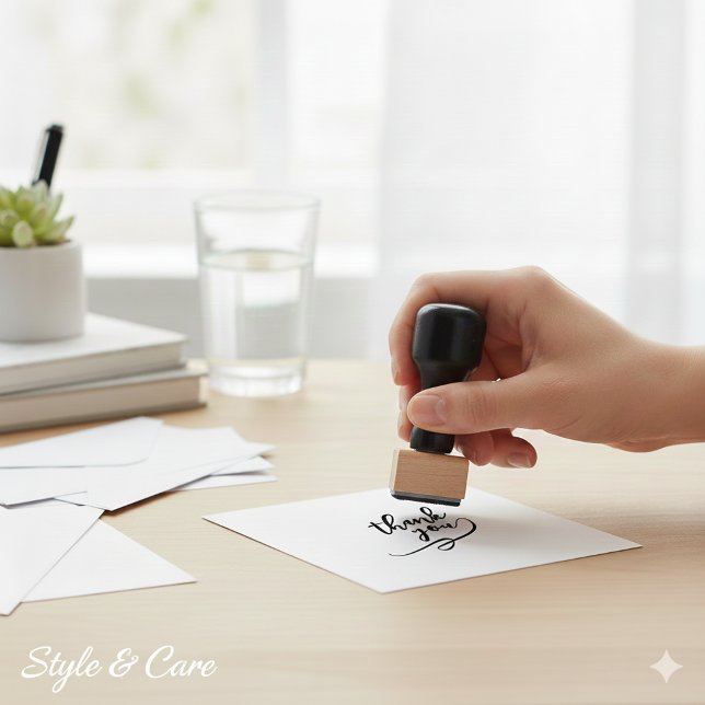 Carimbo de Borracha Artístico de Agradecimento em  (Artistic Thank You Rubber Stamp in 1 Inch Size)