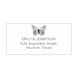 Carimbo De Borracha Artsy Butterfly Nome Retorno Endereço Casamento