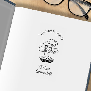 Carimbo De Borracha Árvore Bonsai japonesa em um prato de bandeja