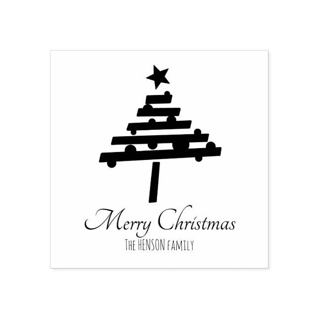 Carimbo De Borracha Árvore de Natal Black Script Personalizável Feriad (Impressão)