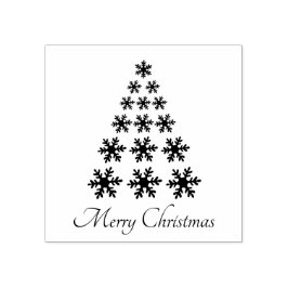 Carimbo De Borracha Árvore de Natal Snowflake Stylish Script Feriado